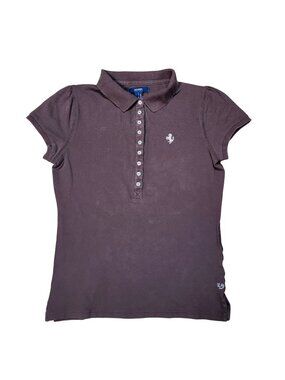 Ferrari Womens Polo Shirt Top Brown Cotton Size L